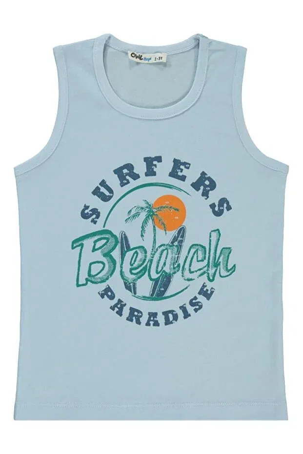 Детская футболка для мальчиков с принтом Surfer Beach Civil Boys, Ice Blue