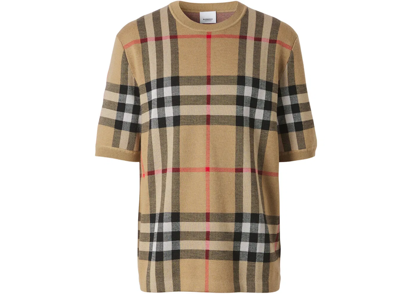 Мужская рубашка с коротким рукавом с жаккардовым узором Check Archive Beige Burberry, цвет Archive Beige