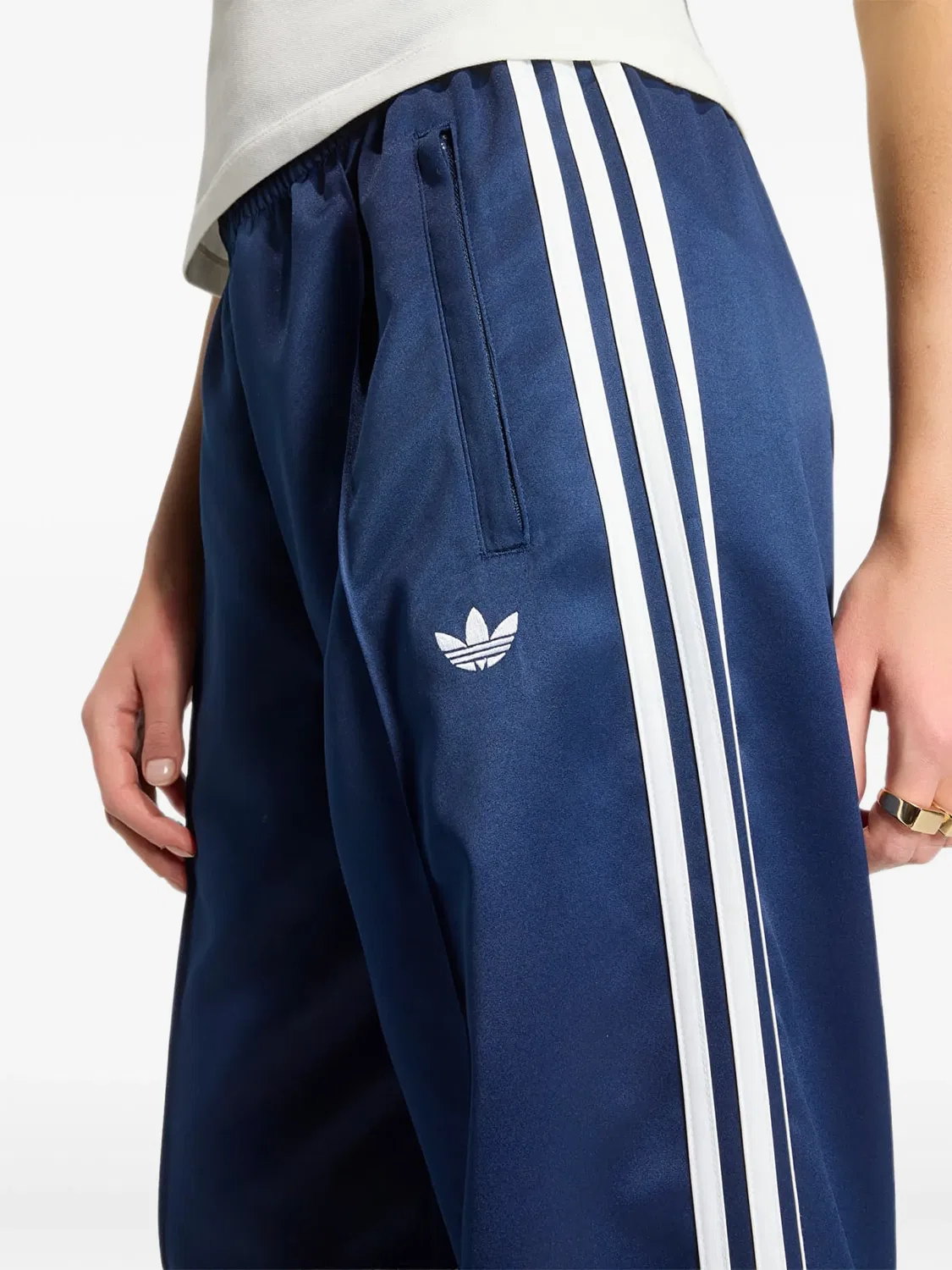 Атласные спортивные брюки SST свободного кроя Adidas, синий — фото 4