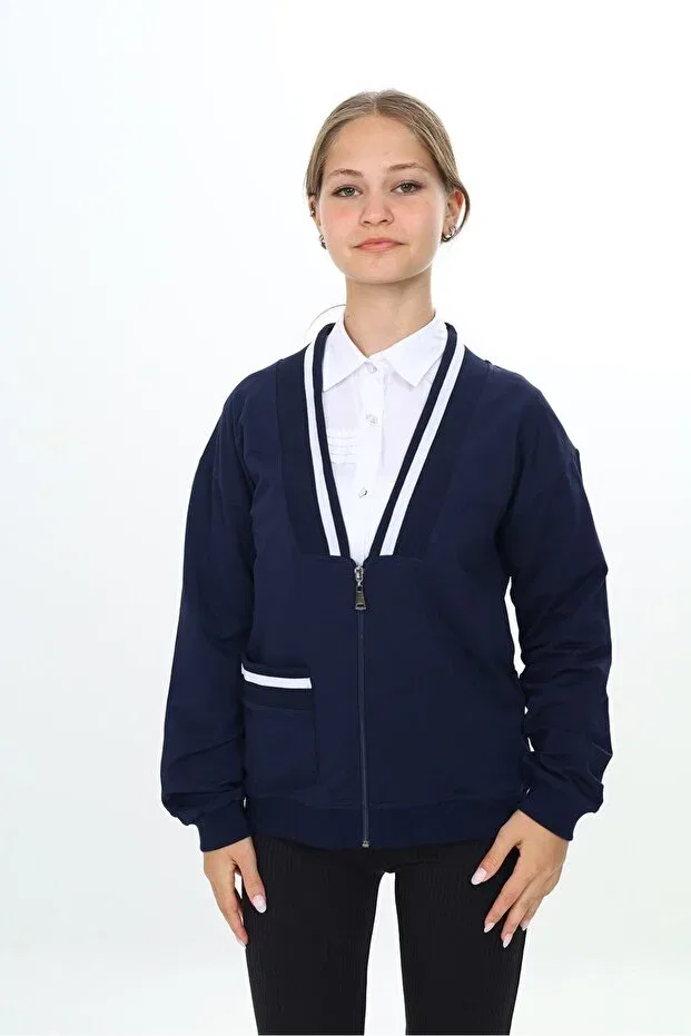 Детский кардиган для девочек с V-образным вырезом Toontoy, Navy Blue