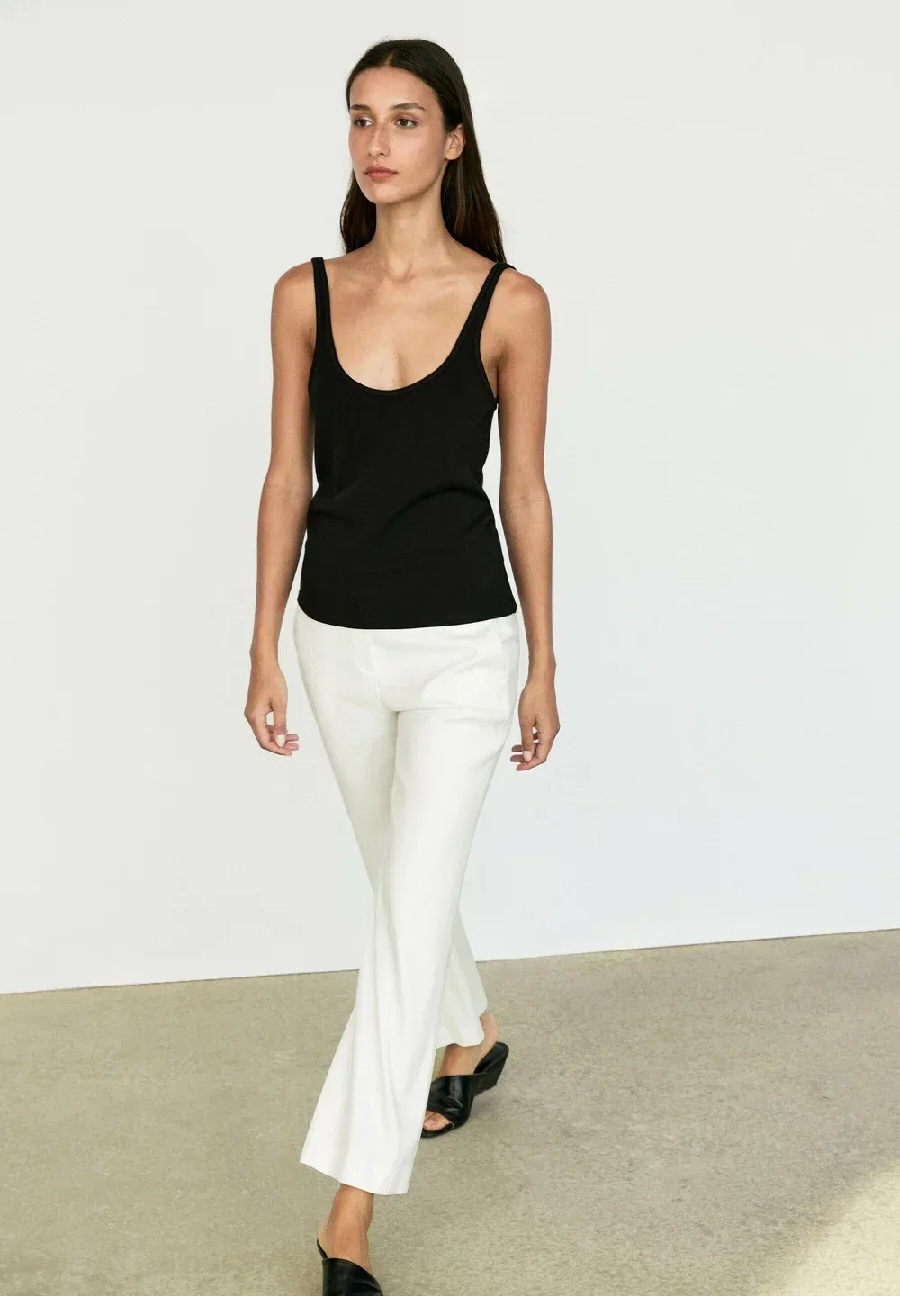 Льняные брюки-клеш Massimo Dutti, White — фото 4