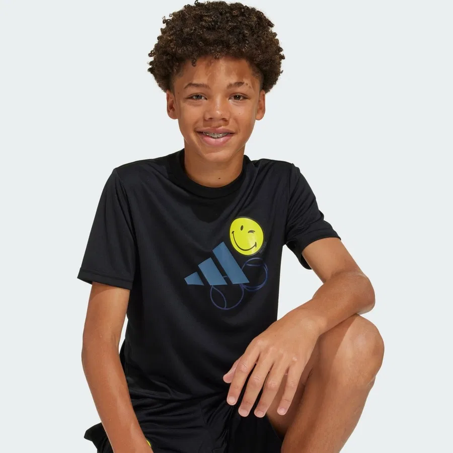 Детские шорты с принтом adidas x Smileyworld, adidas, Черно-желтый — фото 4