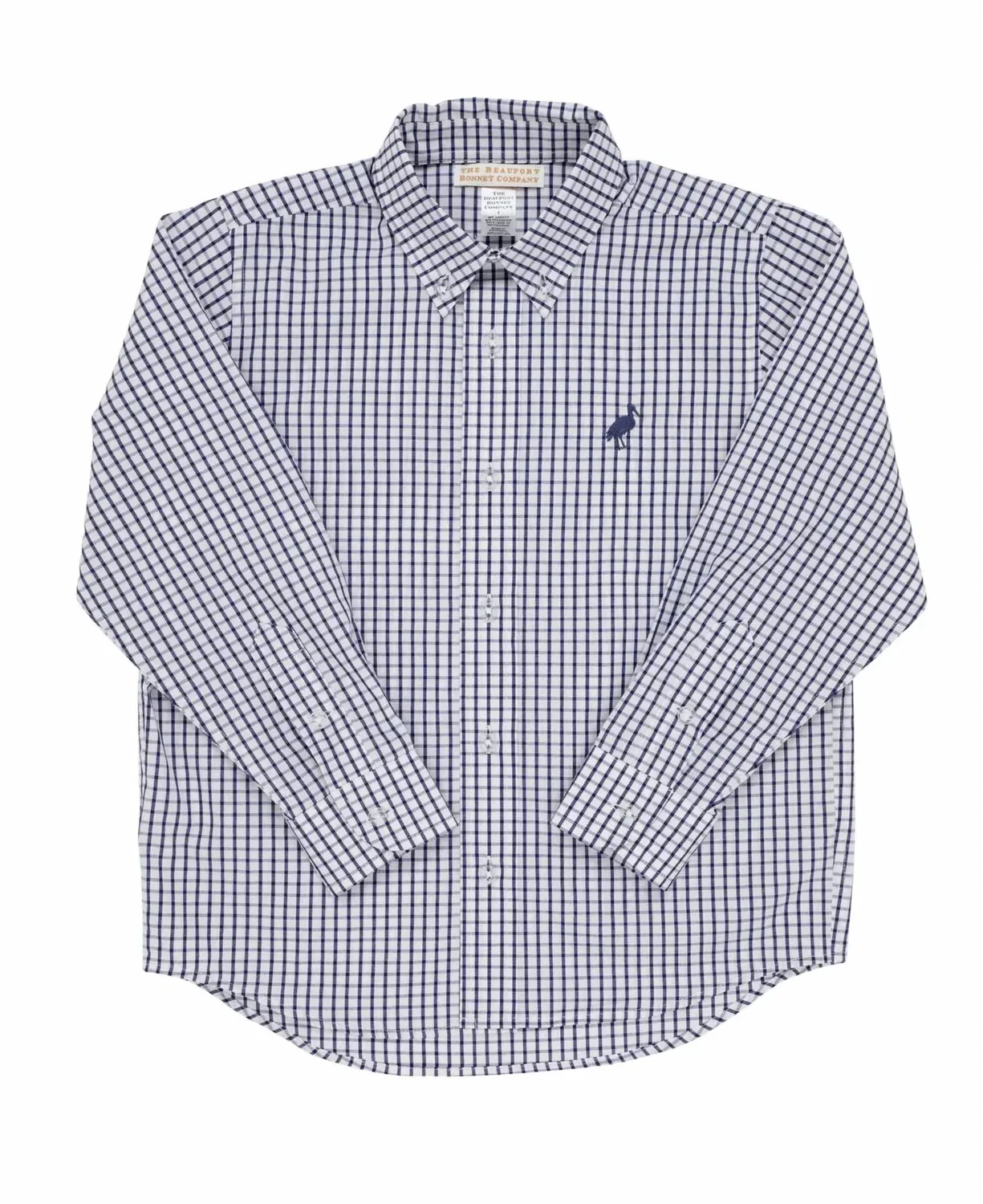 Детская рубашка для мальчиков с принтом Nantucket Navy Windowpane Beaufort Bonnet, Nantucket Navy Windowpane