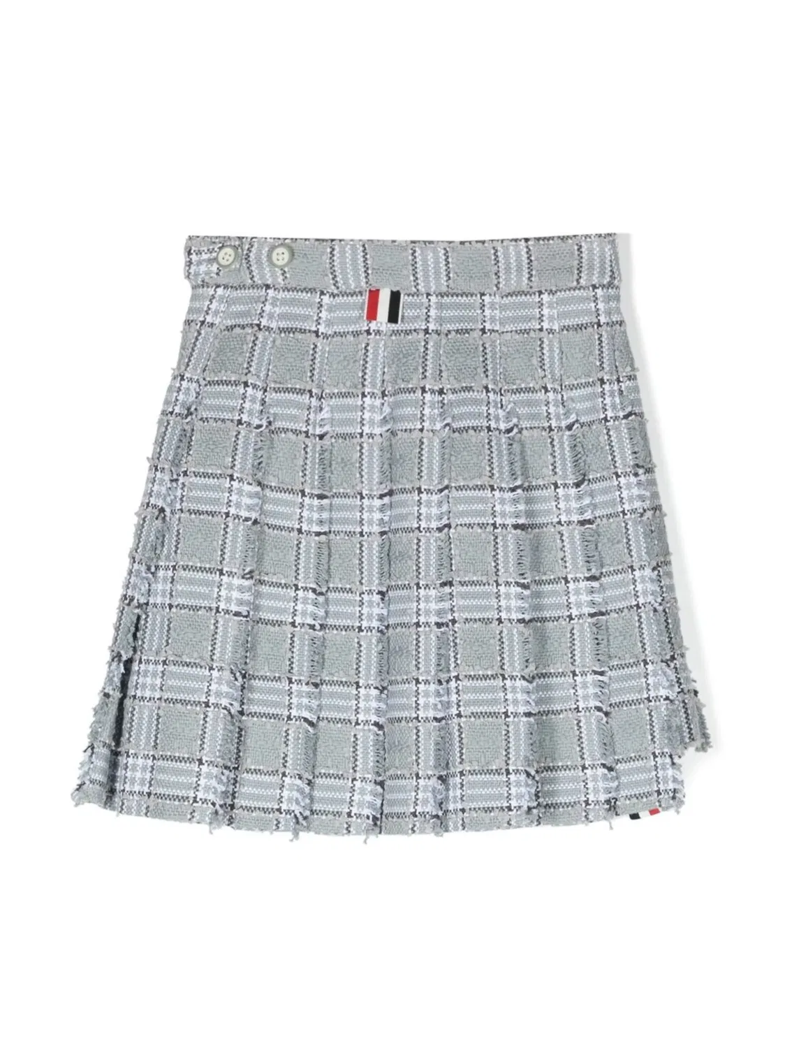 Плиссированная твидовая юбка с полосой RWB Thom Browne, серый — фото 3