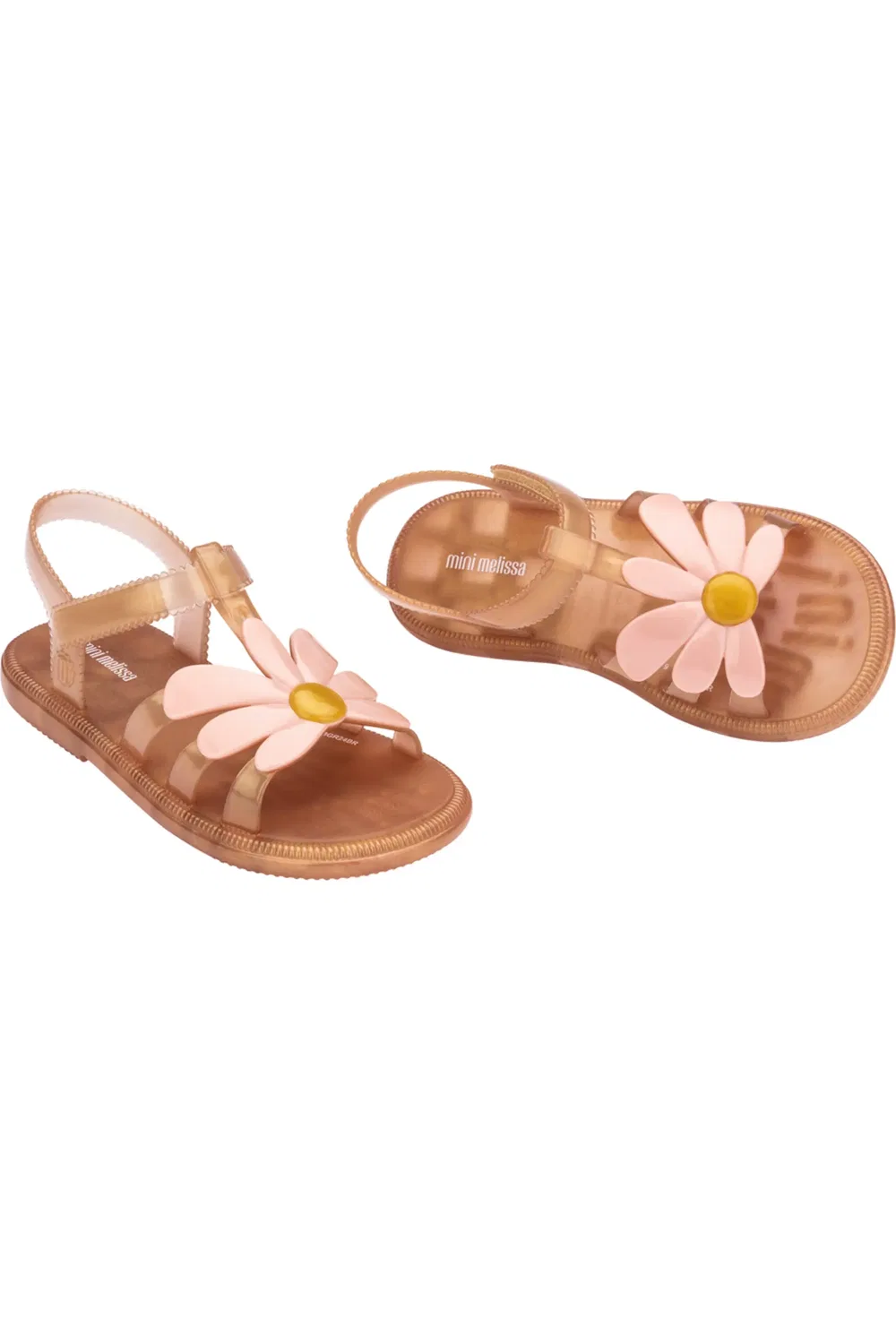 Детские сандалии с цветочным ремешком Mini Hip Bloomy Mini Melissa, Pearlish Brown/Pink — фото 3