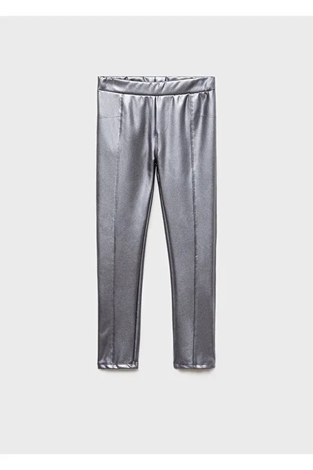 Детские леггинсы для девочек однотонные Mango Kids, Dark Silver Color — фото 3
