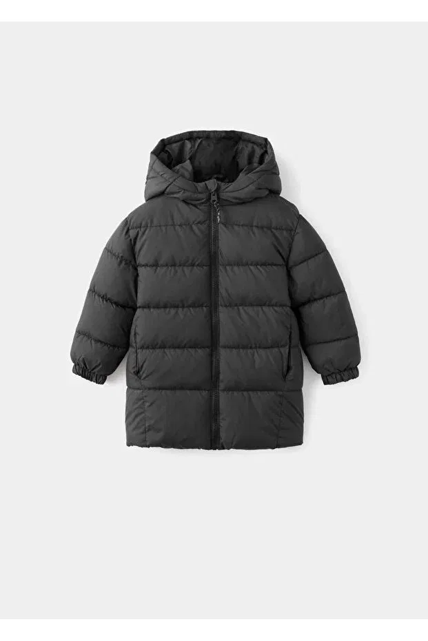 Детское пальто для девочек утепленное стеганое Mango Baby, Black