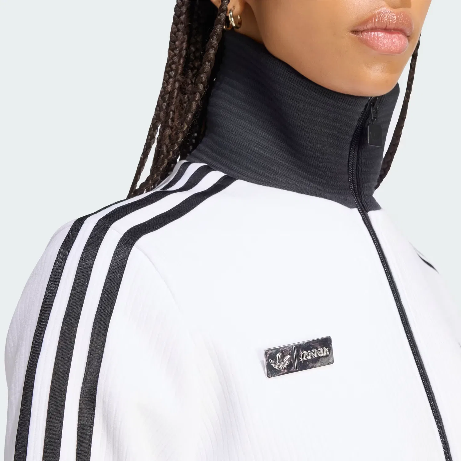 Женская спортивная куртка на молнии прямого кроя Jennie Fan OG Adidas Originals, белый — фото 4