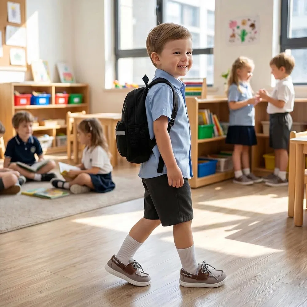 Детские туфли-лоферы из кожи с застежкой-липучкой STQ KIDS, Brownness — фото 3