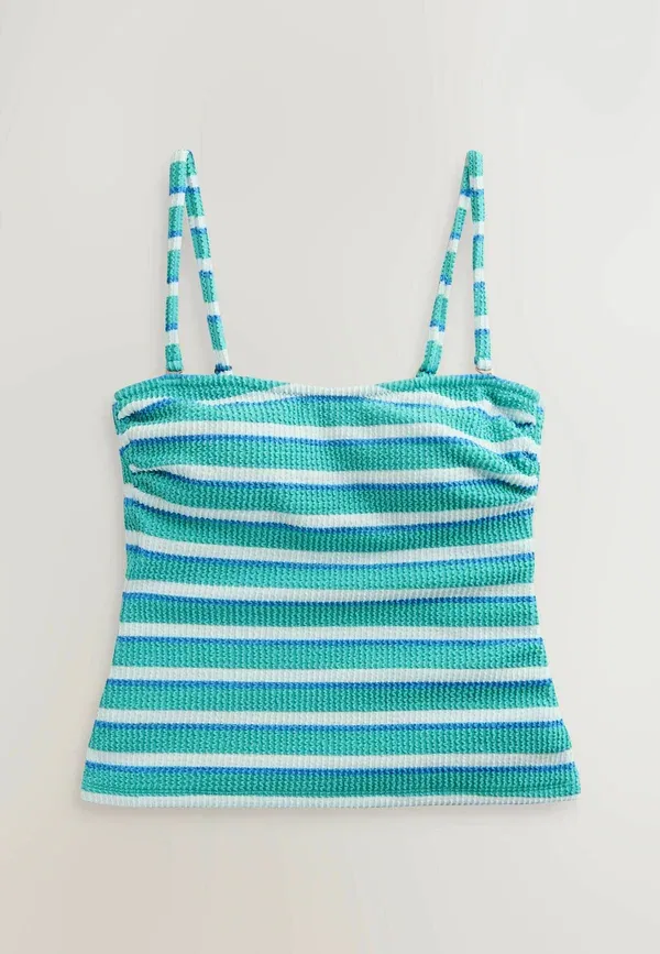Бикини топ с регулируемыми бретелями Tall fit - pull on 2 pack, Next, Pink Aqua White Crinkle Stripe, белый/розовый/бирюзовый — фото 2
