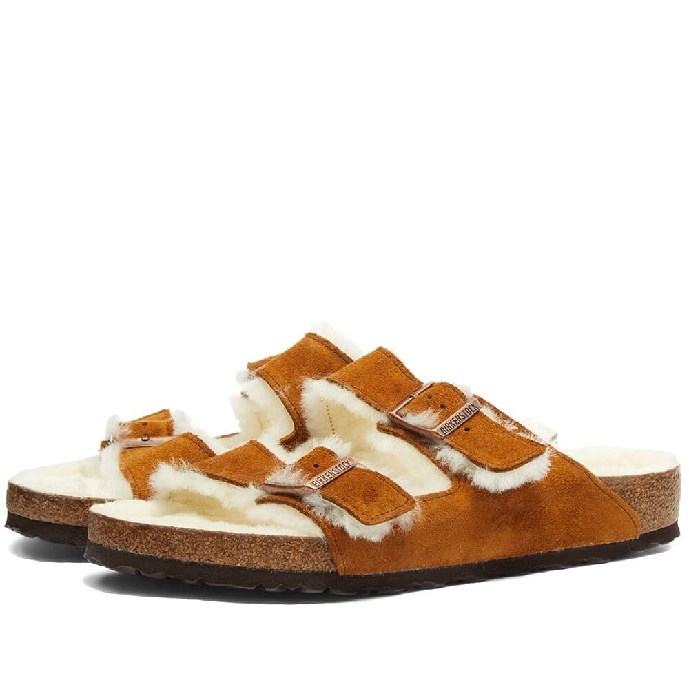 Сандалии Birkenstock Arizona Shearling Suede Leather, коричневый