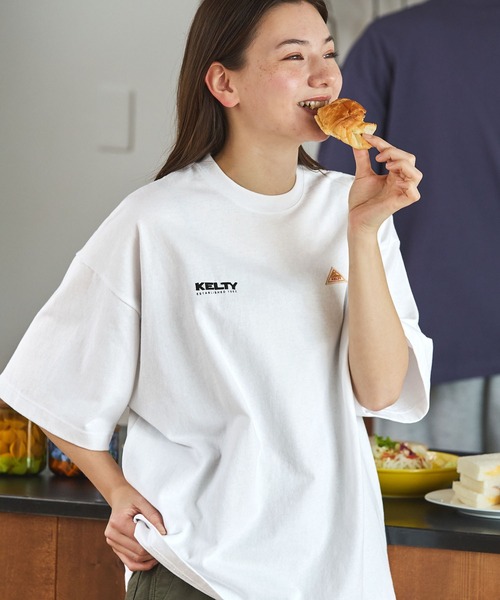

Футболка с коротким рукавом, оверсайз, хлопок, двойная вышивка с логотипом KELTY, белый