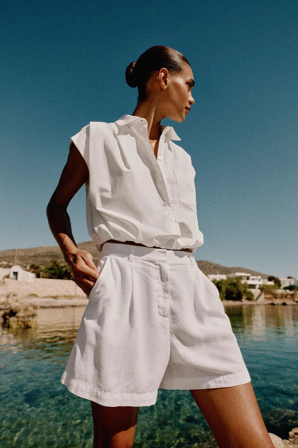 Укороченная рубашка с воздушным шаром ZARA, White — фото 3