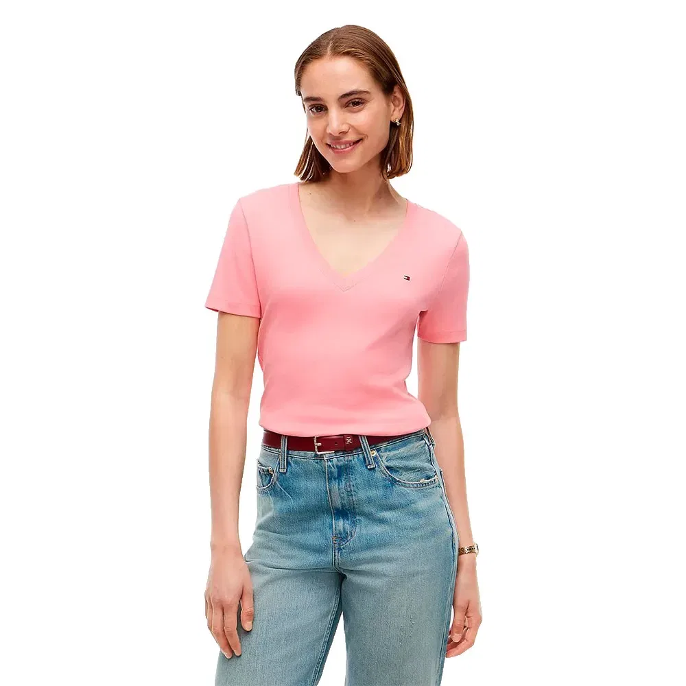 Женская футболка с V-образным вырезом Tommy hilfiger, Pink