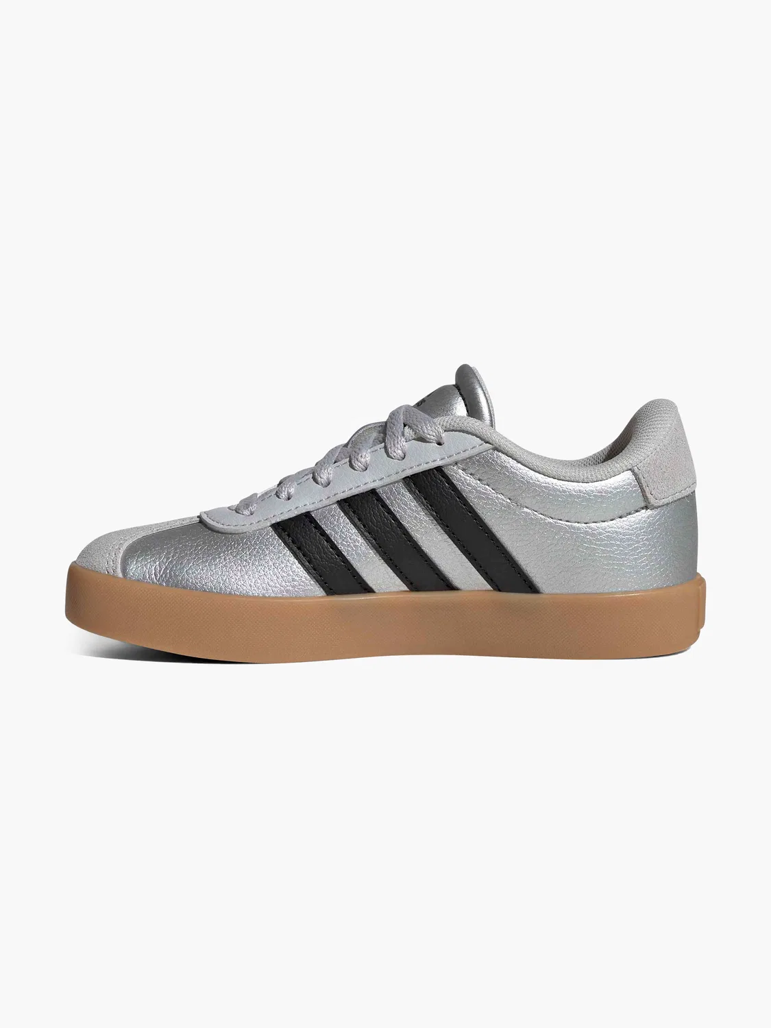 Детские кроссовки с шнуровкой Adidas VL COURT 3.0 K, серебристый — фото 3