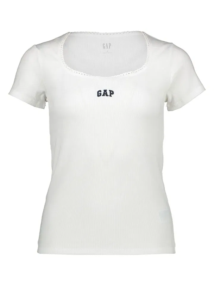 Женская прямая футболка с круглым вырезом GAP, White
