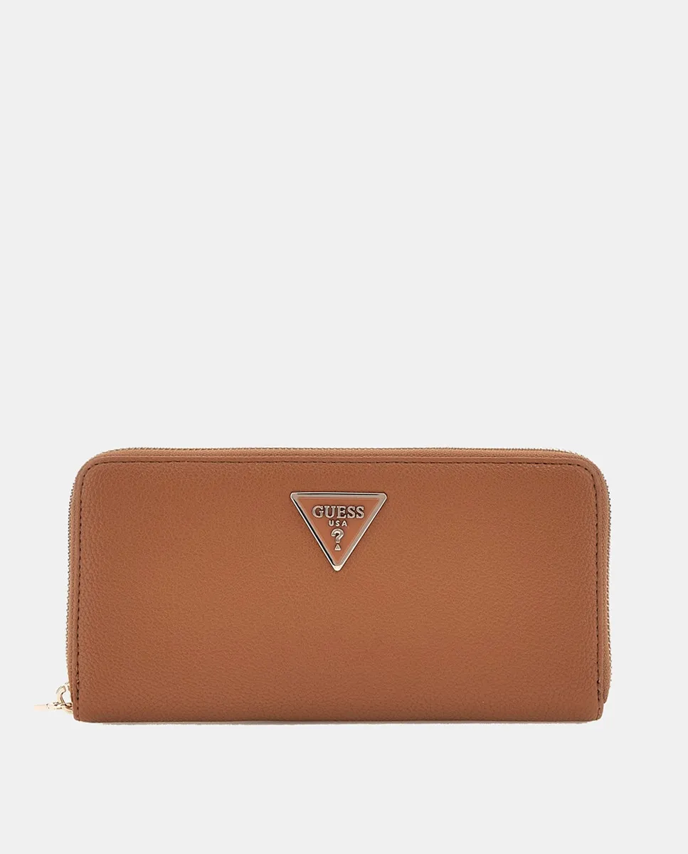 

Кошелек с застежкой-молнией и ручкой Guess, коричневый