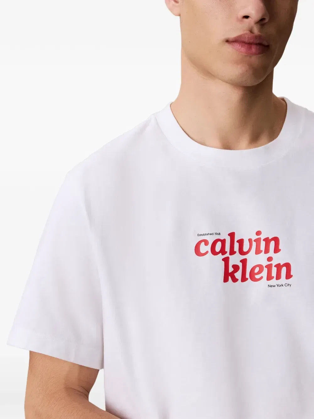 Футболка с логотипом и круглым вырезом Calvin Klein, белый — фото 4