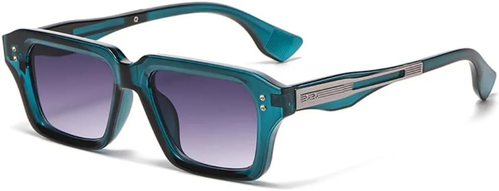 

Ретро квадратные солнцезащитные очки для женщин, градиентные линзы, защита от УФ-излучения UV400, модные прозрачные линзы, стильные мужские очки в оправе с заклепками UATXTAU, Blue Gray Gradient