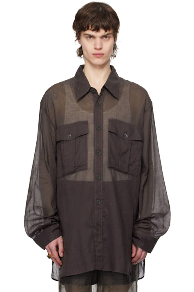 

Фиолетовая рубашка свободного покроя из хлопка Dries Van Noten