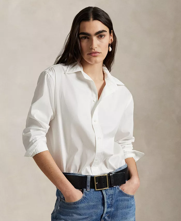 

Женская хлопковая рубашка оверсайз Polo Ralph Lauren, белый