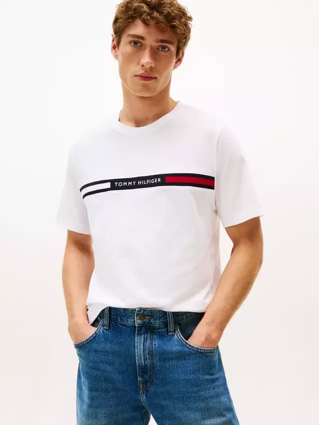 Футболка с вышитым логотипом, белая Tommy Hilfiger