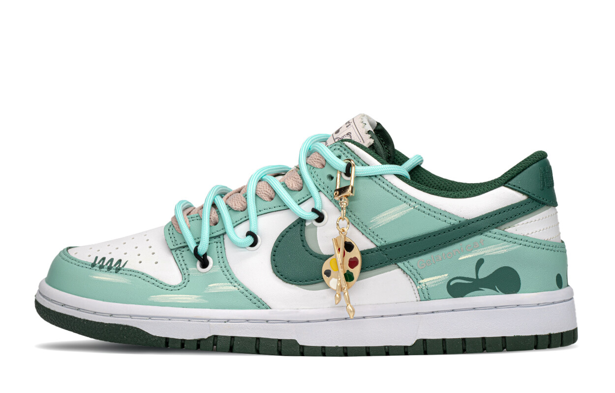 

Кроссовки для скейтбординга Dunk женские с низким верхом, белый/зеленый Nike