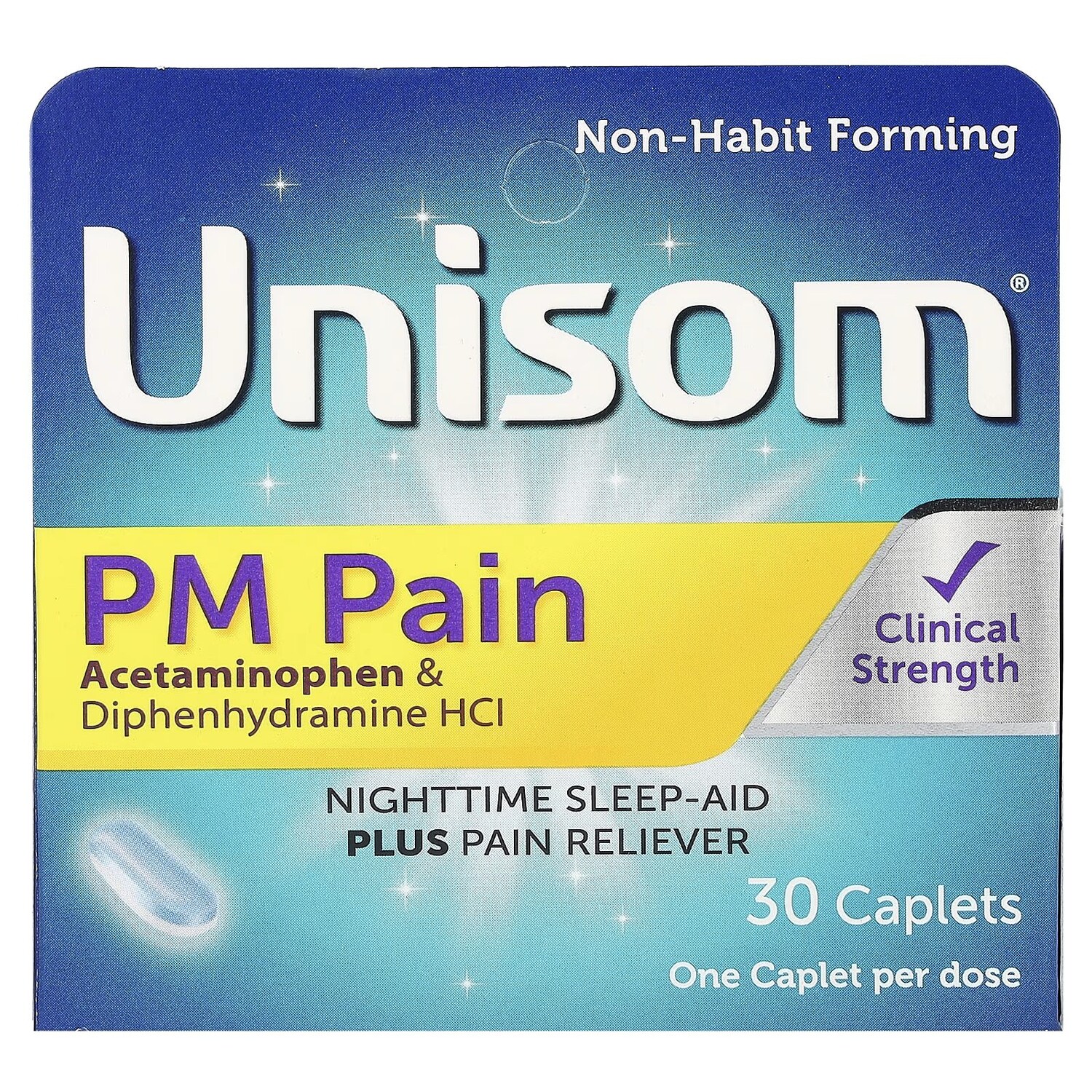 

PM Pain, Ночное средство для сна и обезболивающее, 30 капсул Unisom