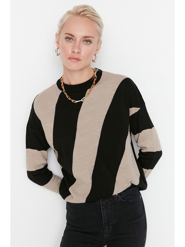 

Пуловер trendyol Pullover, цвет Beige/Schwarz