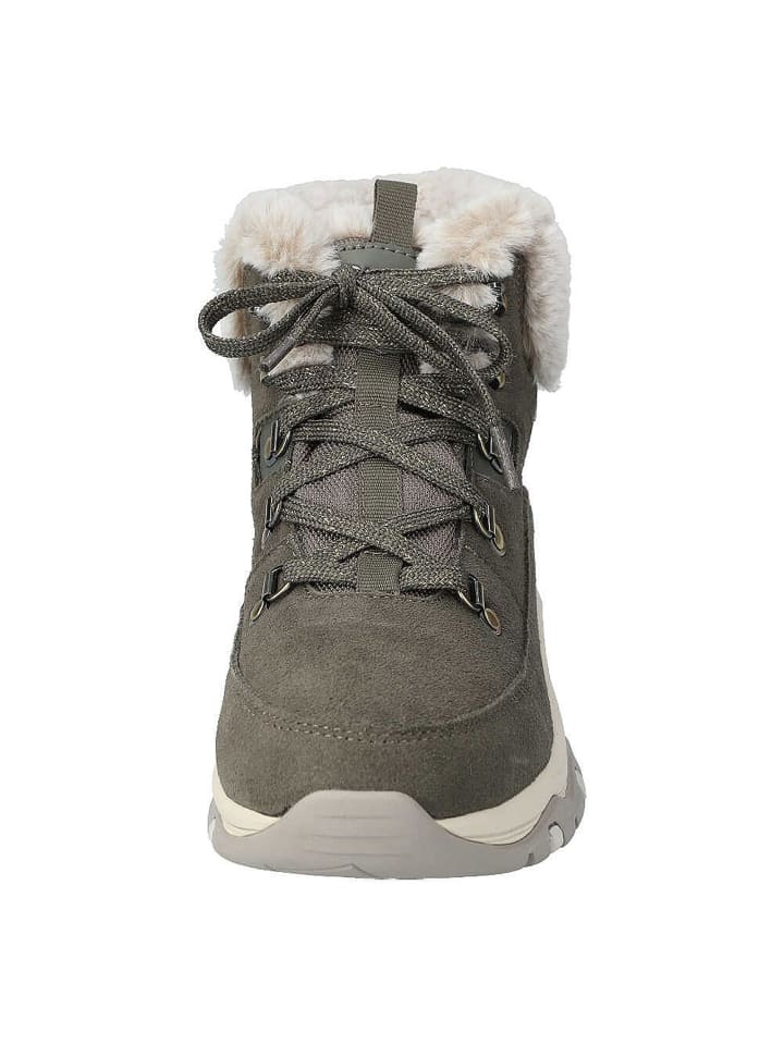 Женские зимние ботинки Skechers TREGO с меховой опушкой, оливковый — фото 3