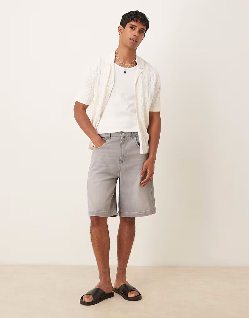 

Длинные джинсовые шорты светло-серого цвета Asos Design