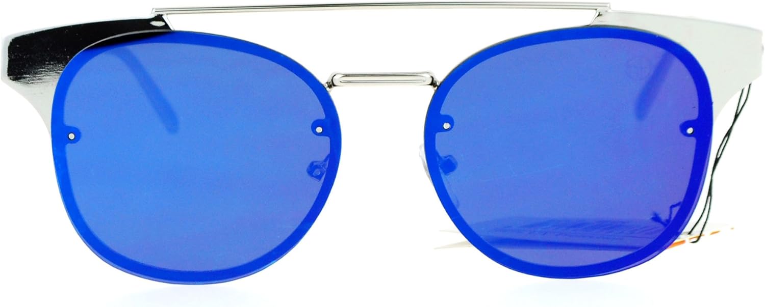 

Женские солнцезащитные очки с металлической плоской оправой и линзами, защищающими от УФ-излучения UV400, серебристые, сине-фиолетовые зеркальные PASTL, Silver (Blue Purple Mirror)