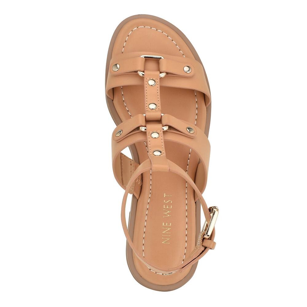Женские повседневные сандалии на плоской подошве с круглым носком Nine West Jouise, черный — фото 4