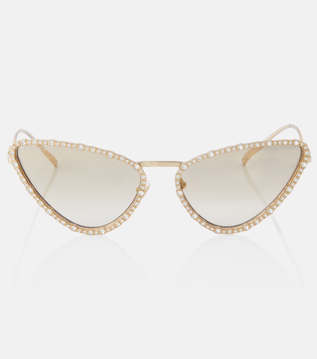 

Кошачьи солнцезащитные очки G с замочком Gucci, Gold-Gold-Brown