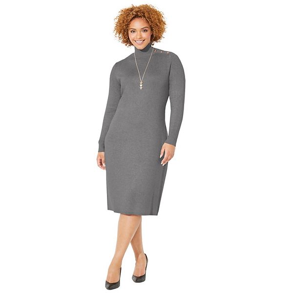 

Женское платье-свитер Liz&Me с воротником-стойкой plus size Catherines, Medium Heather Grey