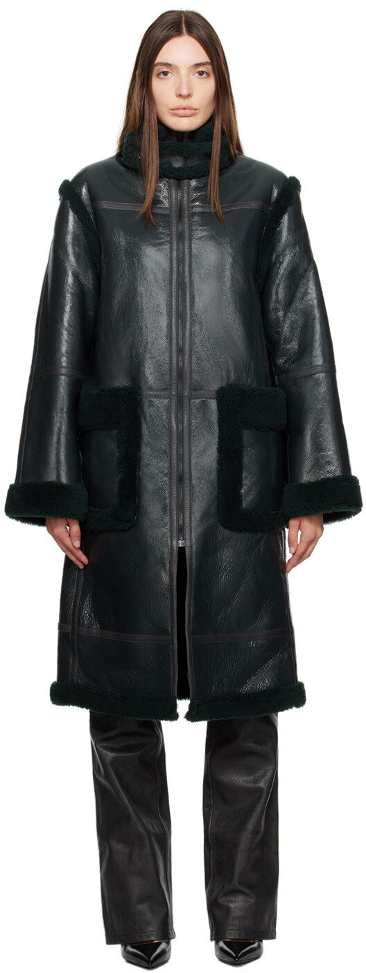

Дубленка цвета хаки на молнии Helmut Lang
