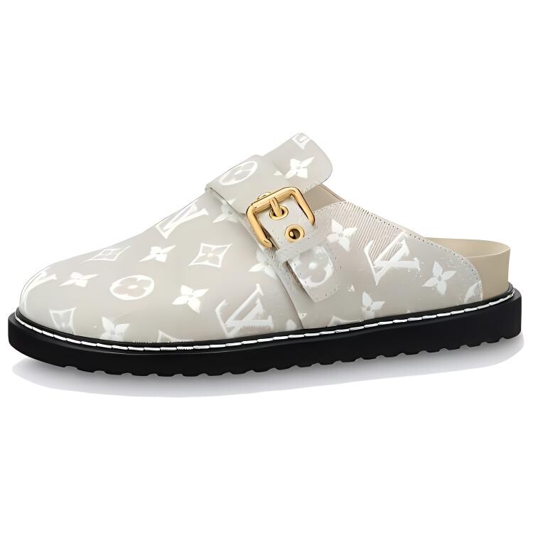 Шлепанцы женские Louis Vuitton, бело-серый