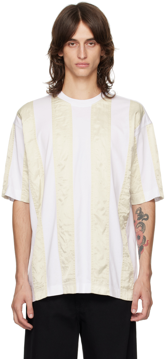 

Бежевая футболка со вставками Dries Van Noten