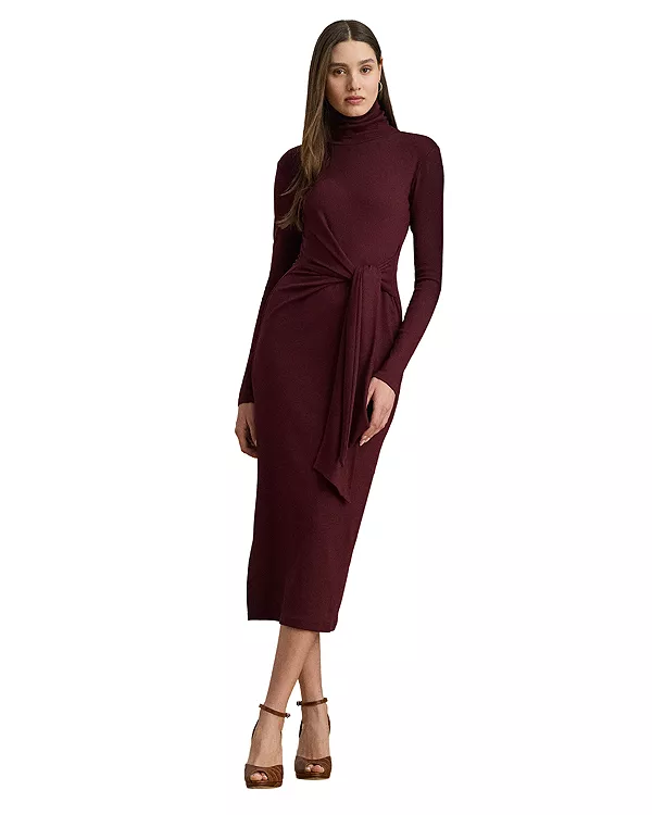 

Платье-Водолазка с завязками спереди - стандартный и для невысоких девушек. Ralph Lauren, красный