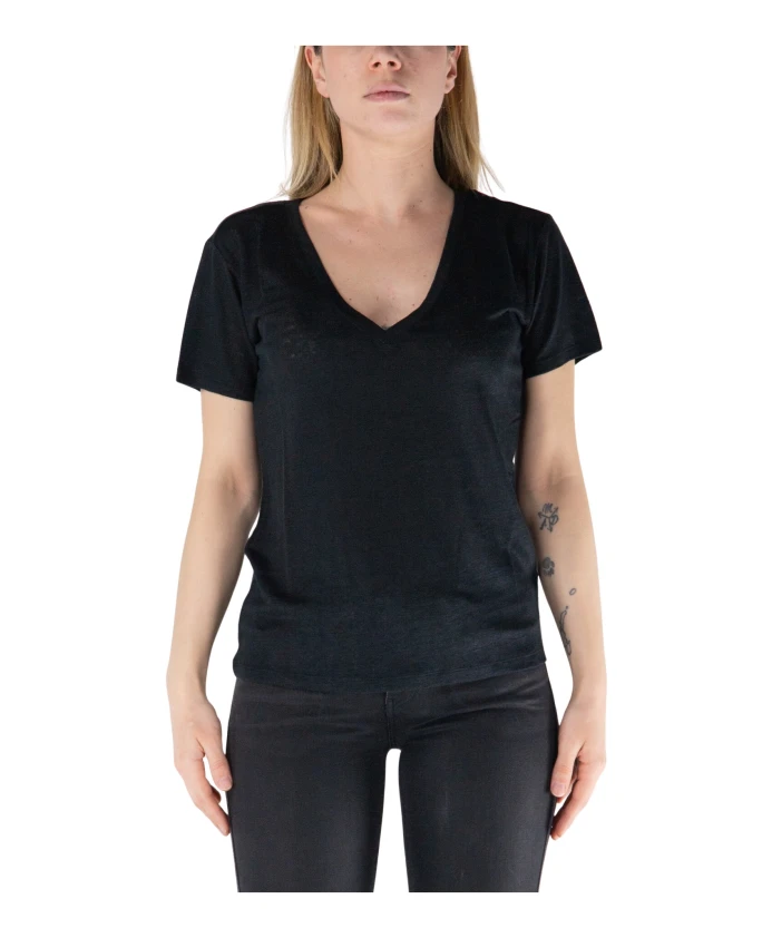 

Льняная футболка с V-образным вырезом «Элоиз» Mc2 Saint Barth, черный