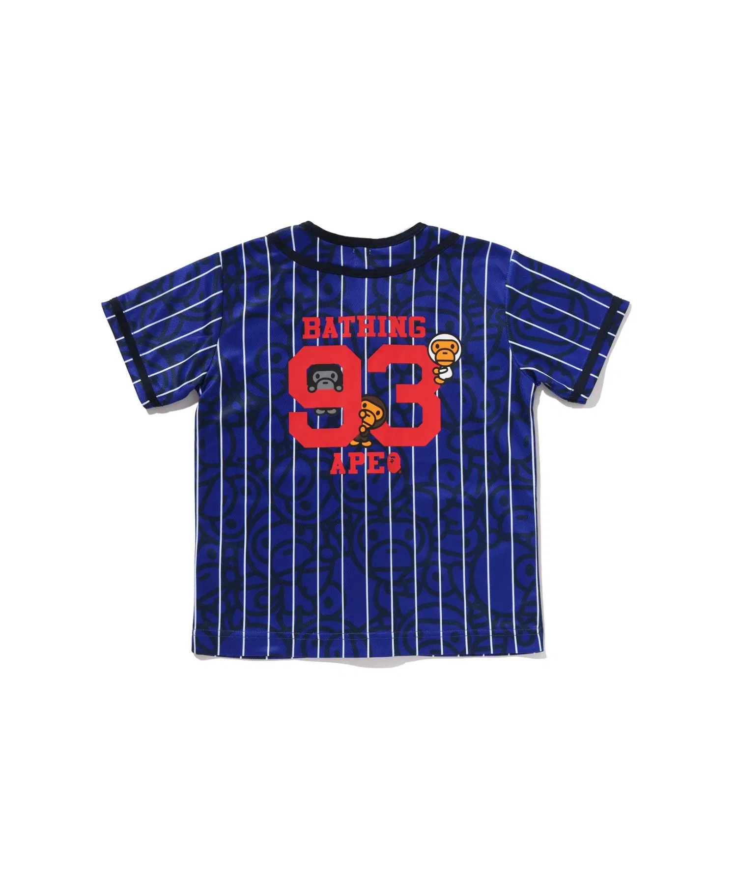 Детская полосатая футболка A BATHING APE с принтом BABY MILO белая — фото 3