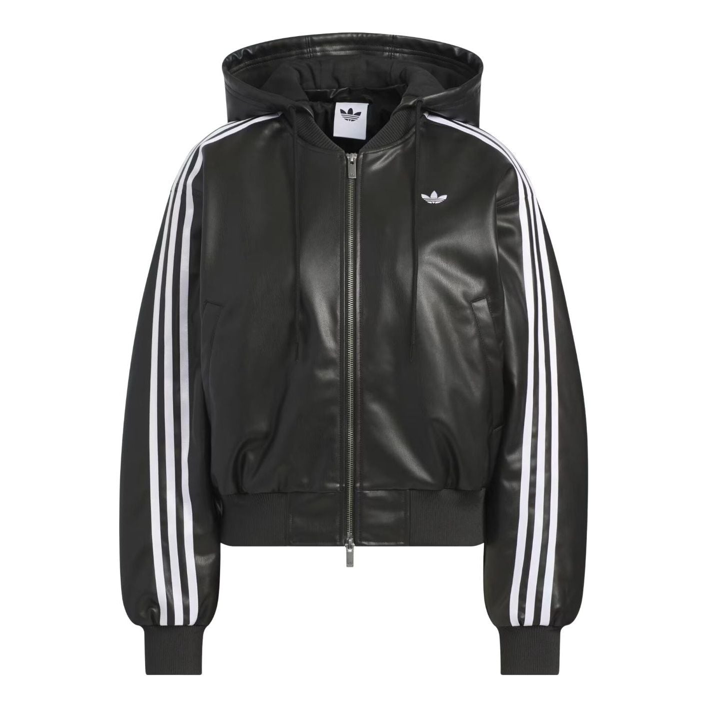 

(WMNS) Кожаная куртка Adidas Double Leather Jacket, азиатский размер, цвет «черный»