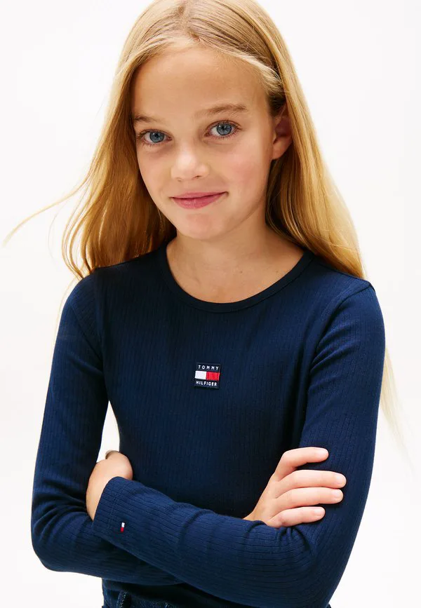Футболка с длинным рукавом heritage, очень облегающего кроя. Tommy Hilfiger, Dark Night Navy — фото 4
