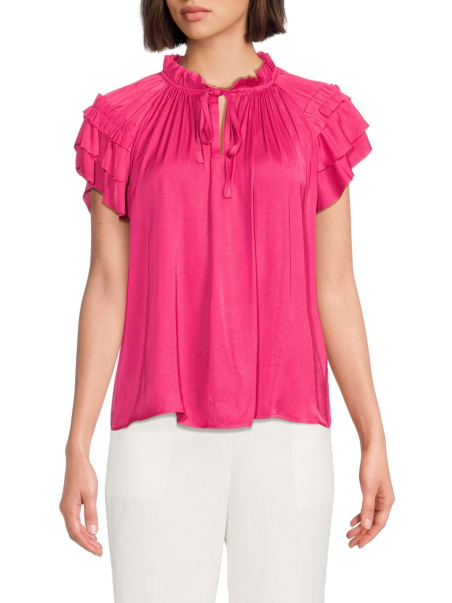 

Топ с разрезом на горловине T Tahari, цвет Tulip Pink