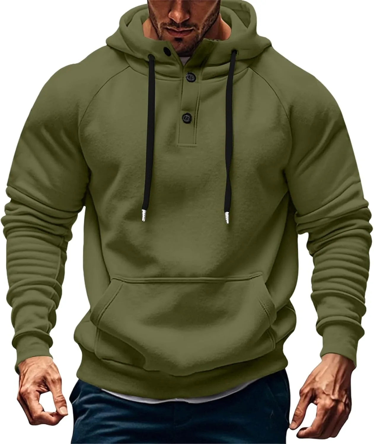 

Толстовка с капюшоном на четверть пуговицы мужская