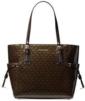 

MK Glossy Voyager Signature Коричневая Золотая Большая Сумка Новинка