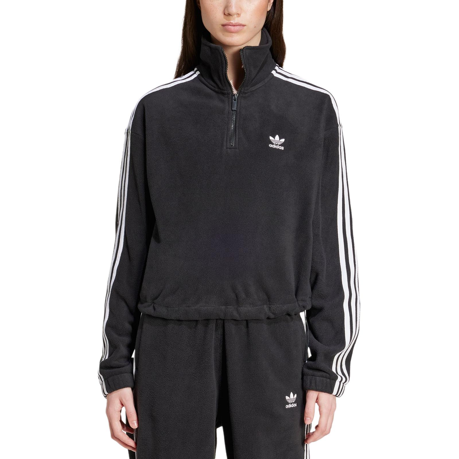Adidas 3 Stripes Polar Полузип Свитшот Adidas Originals, Черный — фото 4
