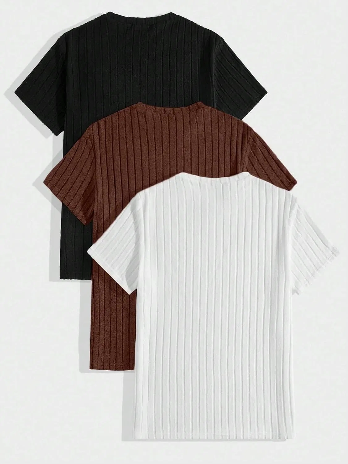 Мужская футболка с круглым вырезом Rib-Knit, Brown — фото 2