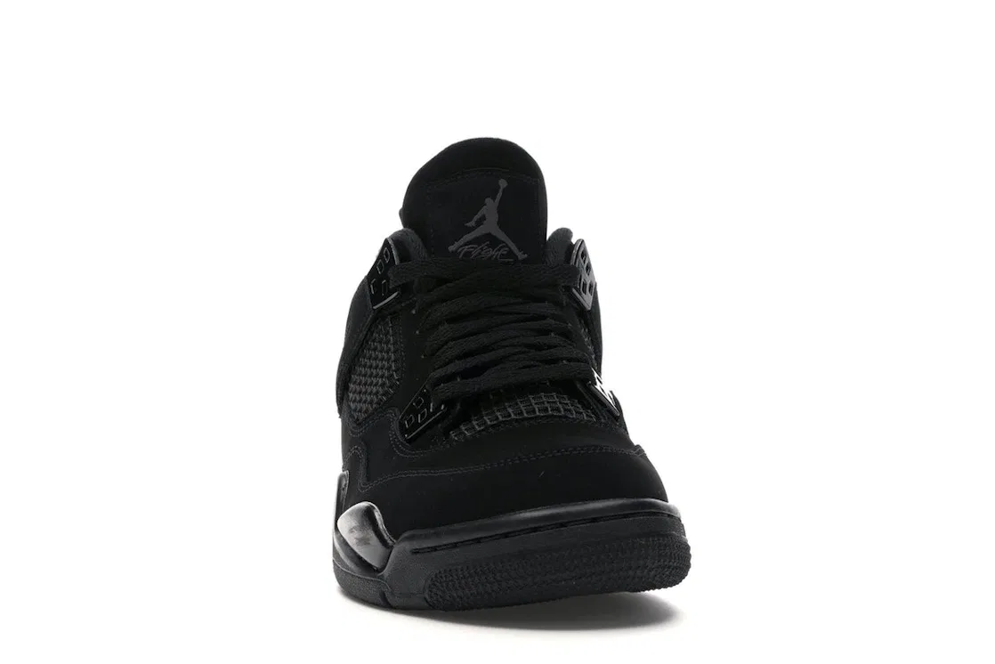 Детские кроссовки с верхом из нубука и сетки Jordan 4 Retro Black Cat, Black/Black-Light Graphite — фото 2