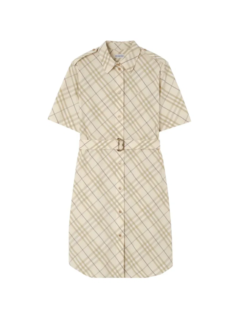 Рубашка-платье из клетчатого хлопка Burberry, бежевый
